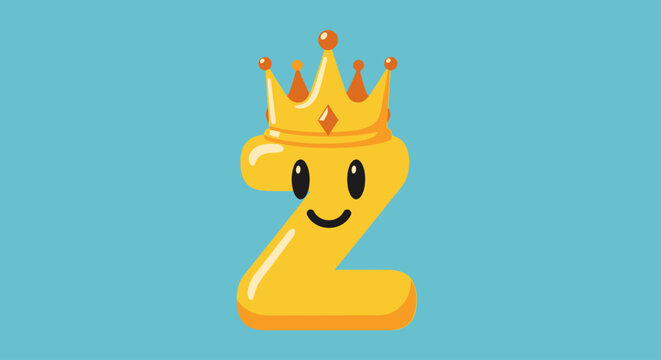 A cartoon number two wearing a crown.