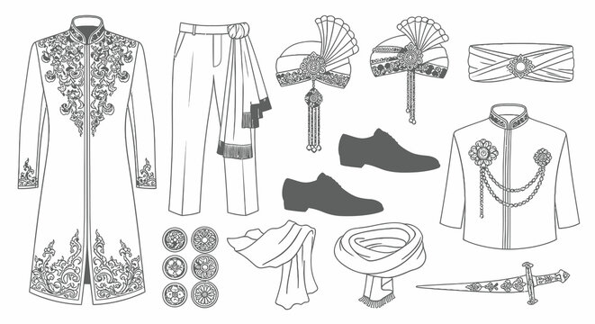 Indian Groom Traditional Wedding Sherwani and Accessories Set