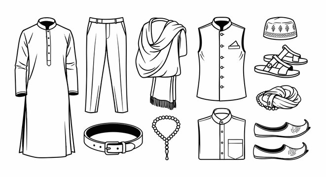 Traditional Men's Islamic Kurta and Fashion Accessories