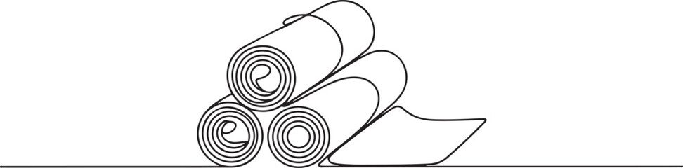 continuous one line drawing Vector illustration of rolled up mats or rugs. one line art icon drawing vector © jinnatun