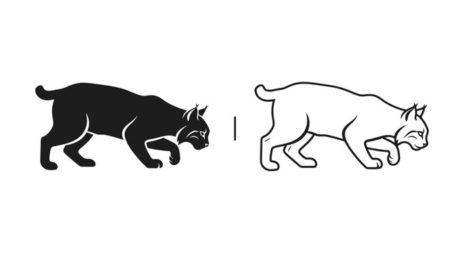 Black Cat vs White Cat Silhouette Designs Vector