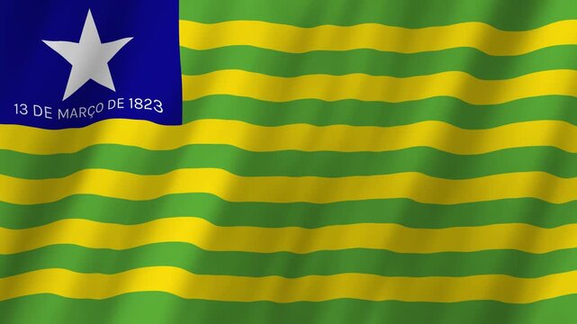 Piaui State Flag Brazil 4K Realistic Waving Bandeira do Piaui Animation