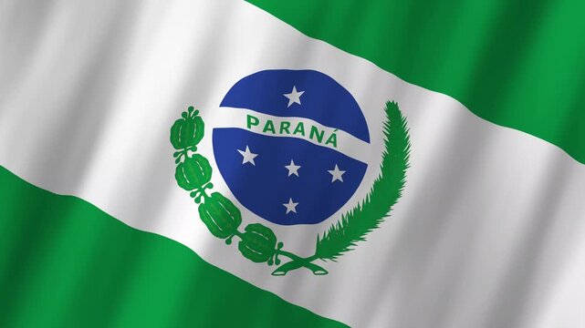 Parana State Flag Brazil 4K Realistic Waving Bandeira do Parana Animation