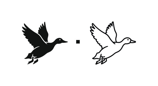 Elegant Black White Flying Ducks Vector Design Vector