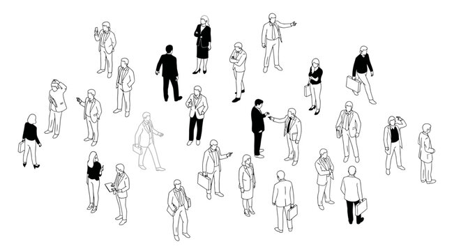 isometric business people in suits vector set illustration