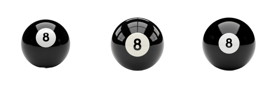Realistic Black 8 Ball Billiards Sphere on White Background, Sports Equipment for Pool and Snooker Games, Game Room Accessory Design Element, Luck and Future Fortune Symbol.