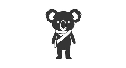 Black and White Koala Cartoon Character. © Dapaty