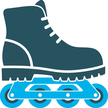 Professional Inline Roller Skate Illustration with Detailed Boot and Four Wheel Frame for Sports Catalog and App Interface Icons