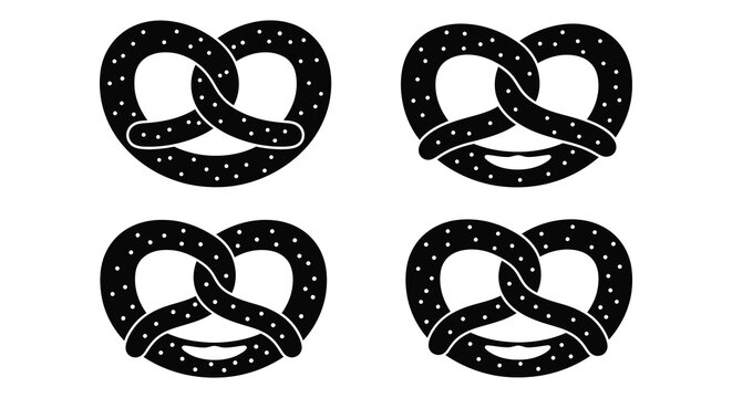 Four black pretzels arranged in a grid a striking silhouette