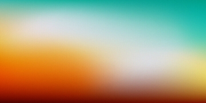 Abstract Sunset Teal Orange Gradient Blur Background With Deep Red And Soft White Glow Transition