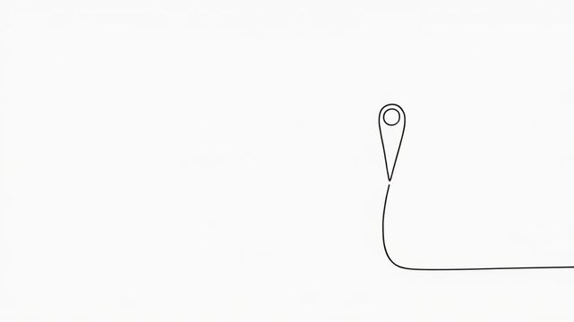Simple black location pin icon forming on white background, minimalist animation