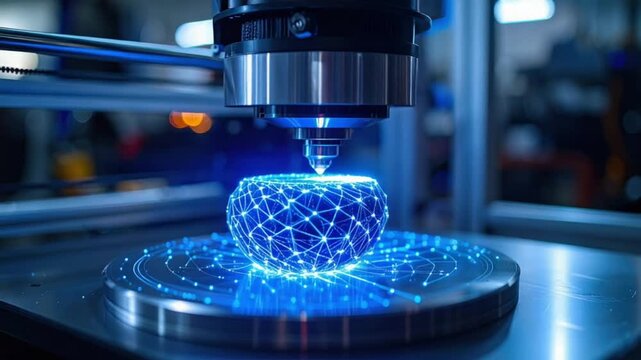 Advanced 3D Printing Technology Creating Digital Network Object