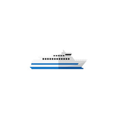 Fototapeta premium Minimalist flat design vector illustration of a modern passenger cruise ship or ferry, symbolizing sea travel, ocean transportation, and maritime tourism journeys