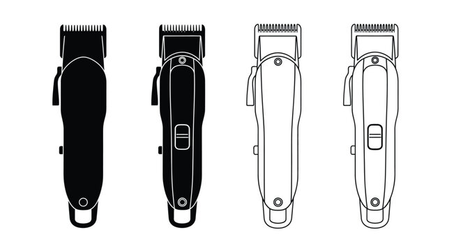 Four hair clippers displayed in varying tones a black silhouette