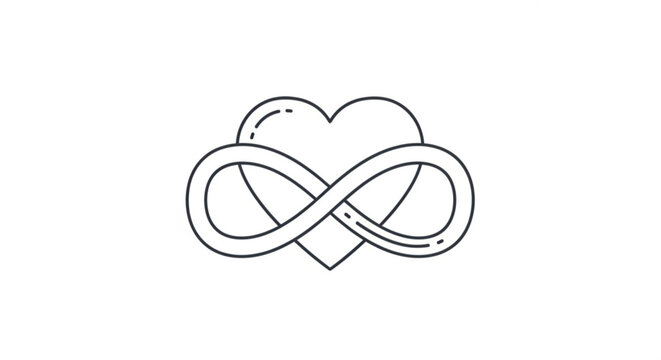 Heart and infinity symbol combined as a clean line art vector icon