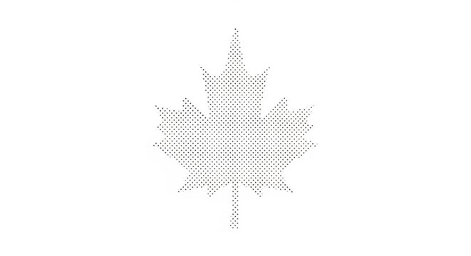 Minimalist maple leaf shape created with halftone dot pattern vector