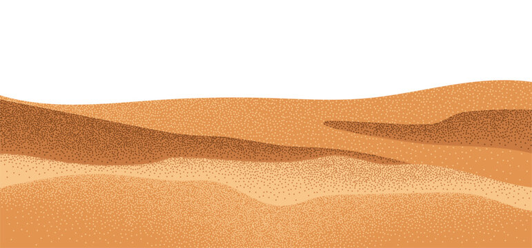 Sand Dunes Wavy Pattern. Abstract Desert Mountain Landscape Background. Vector Hills with Dot Grain Texture. Desert Dune Sand with Gradient.