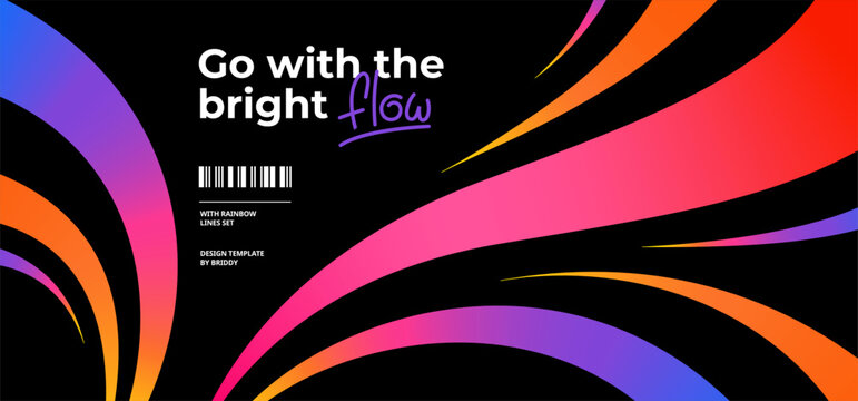 Color Line Flowing Waves. Dynamic Paint Splash. Abstract Background for Holi Festival. Wave Shape Gradient 3D Rainbow Ribbon.