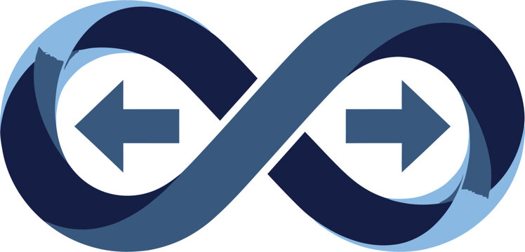 Infinity Loop with Opposing Arrows Vector Icon Representing Continuous Feedback Loop Iterative Process and Infinite Directional Flow