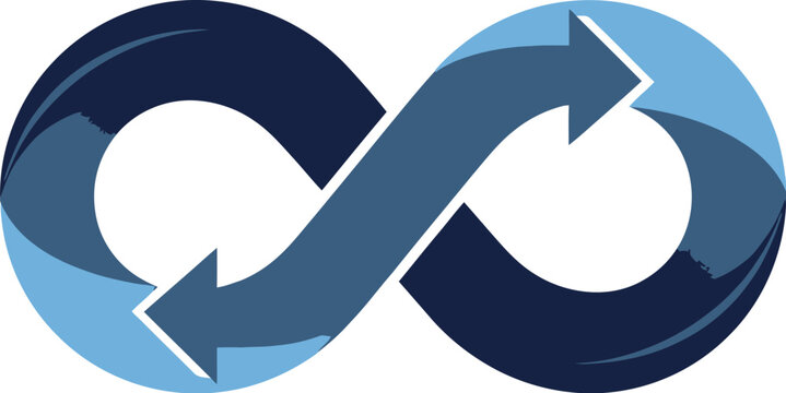 Dynamic Infinity Path with Directional Arrow Elements Representing Agile Workflow Logistics Optimization and Infinite Supply Chain Cycles