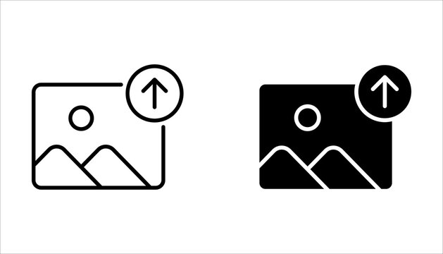 upload foto icon set in black and white thin line stroke