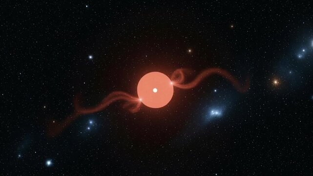 Vibrant orange star with swirling plasma in deep space