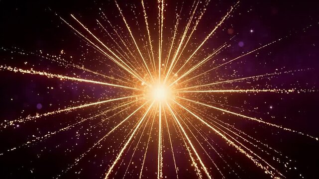 Golden starburst explosion in space