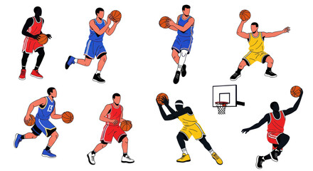 Basketball Players Action Poses Vector Set © Varel