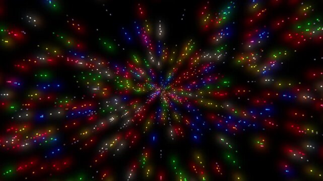 Glowing colorful stars being absorbed by a black hole in the vast of space