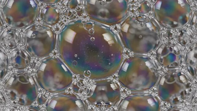 Macro View of Soap Bubbles and Foam.