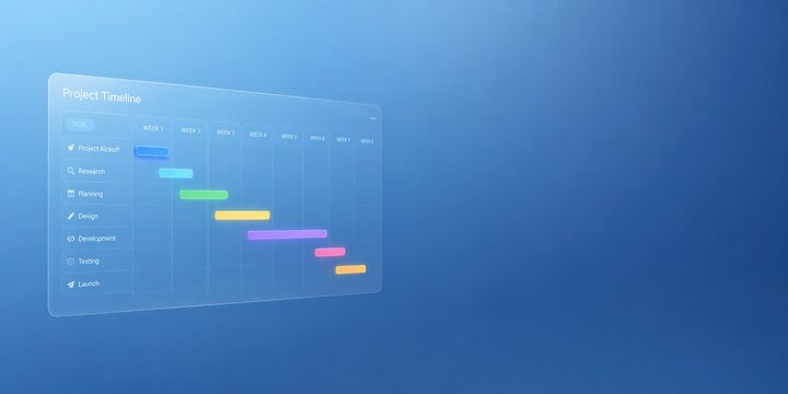 Futuristic Project Timeline Interface Design for Visualizing Progress and Milestones in Digital Projects