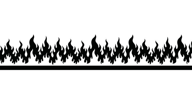 Black Silhouette Fire Border Design Element