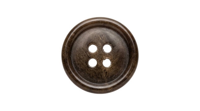 Brown four hole button isolated on white background
