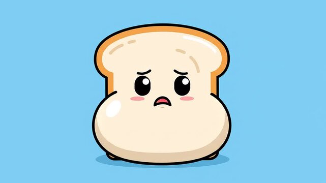 Cute Bread Slice Character Expressing Different Emotions.
