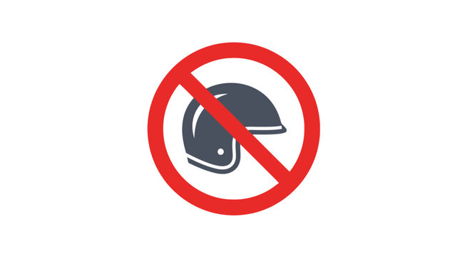 No Helmet Sign: Safety Regulation and Head Protection Prohibition.