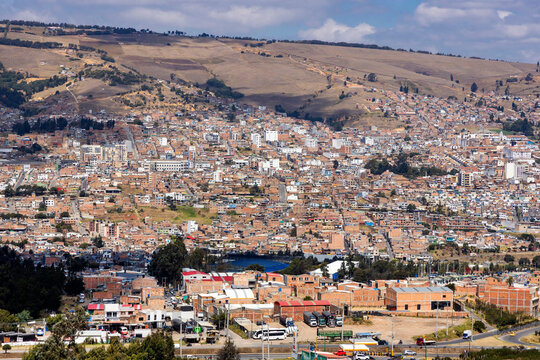 Tunja, Boyaca - Colombia. March 7, 2026. Panoramic view of the city with a population of 189,660 inhabitants.