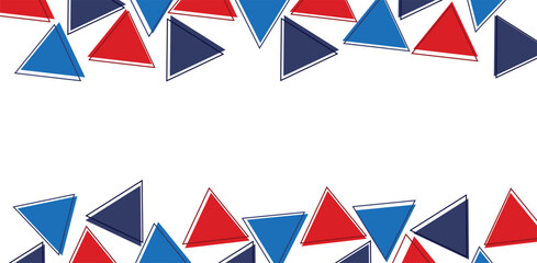 Obraz premium Geometric triangle border pattern in red blue colors, abstract background design