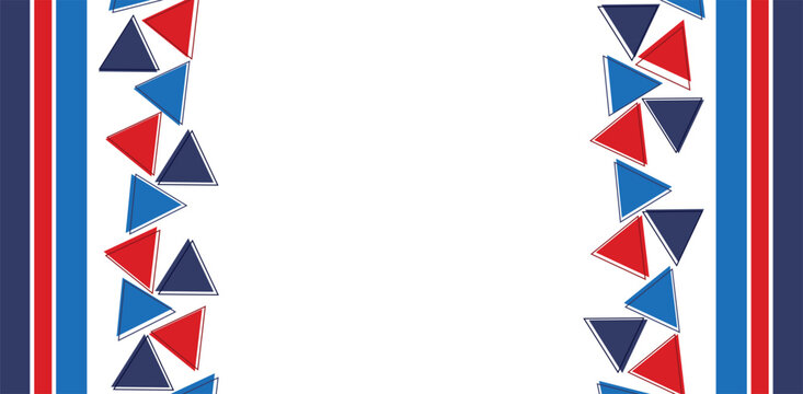 Vertical border with triangle shapes in red and blue, modern geometric pattern