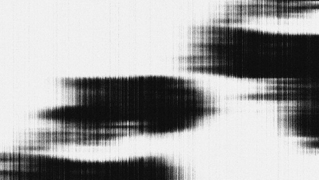Abstract Monochrome VHS Glitch Texture Background, Digital distortion background featuring black and white horizontal noise patterns and grainy glitch effects for urban streetwear and techno aesthetic