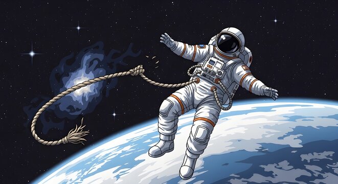 Astronaut disconnected from safety harness