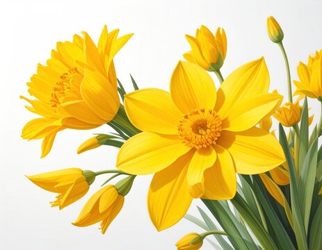 Vibrant Yellow Daffodils in Bloom.