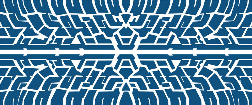 Tire tread pattern on street detailed markings for road grip and safety