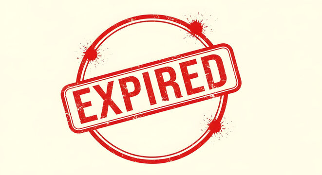Red expired rubber stamp isolated on white background