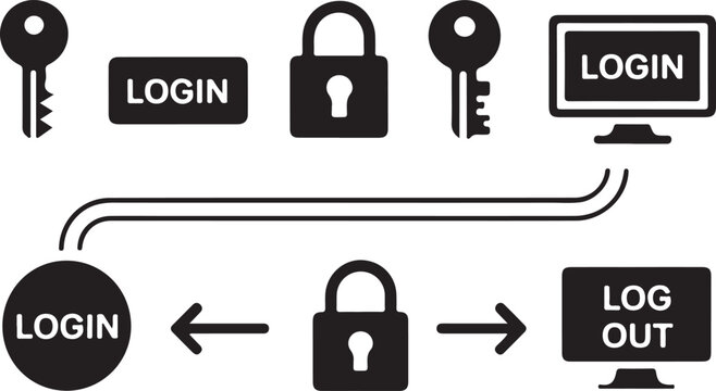 User account login and logout icons vector