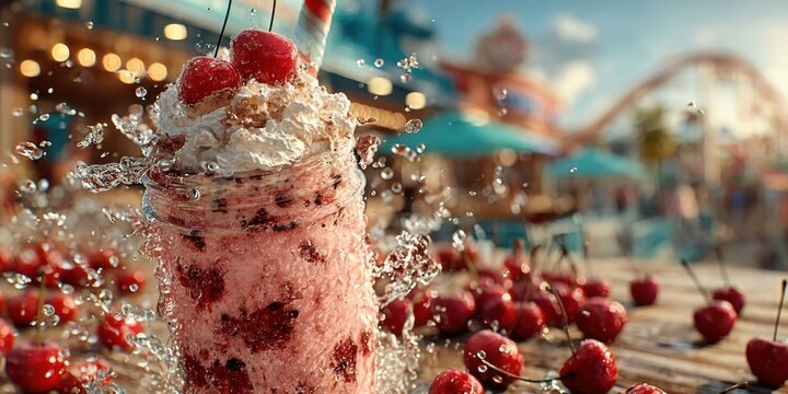 Delicious Milkshake with Whipped Cream and Cherry Topper