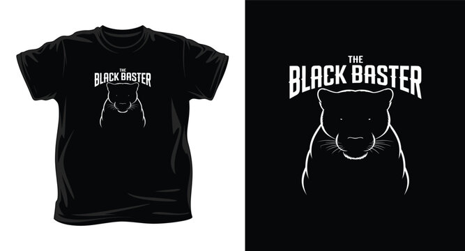 Black t-shirt with bear design and the black baster text