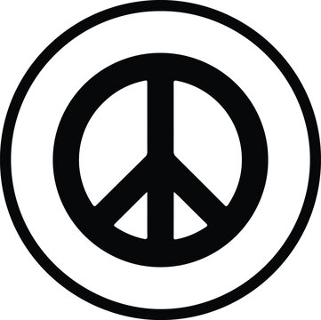 Silhouette classic peace symbol sign inside circular border for social movement vector design
