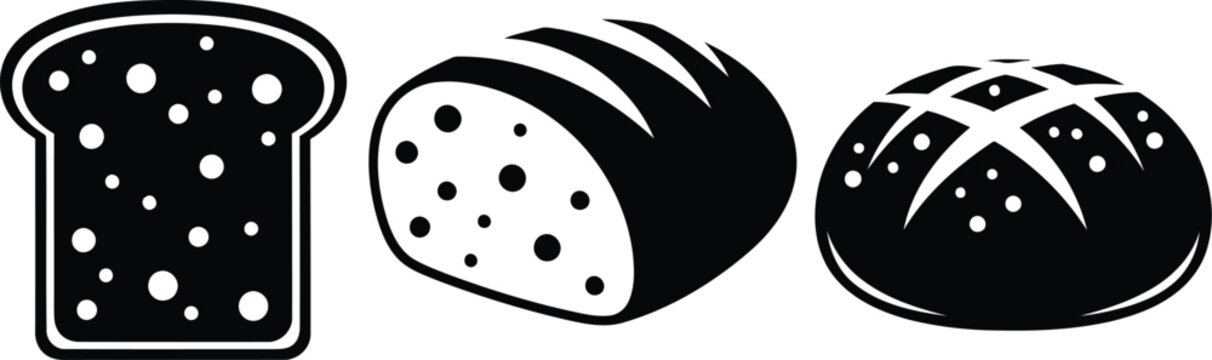 Black and white bread icons