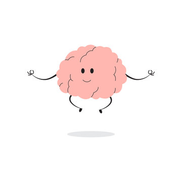 mindfulness illustration with brain lotus pose for element design