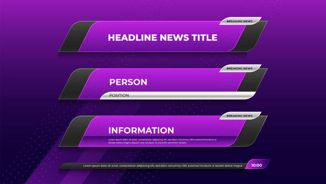 purple headline news for media broadcast template